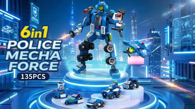 Police Mecha Force 6 in 1 Building Blocks Set (135 Pieces)
